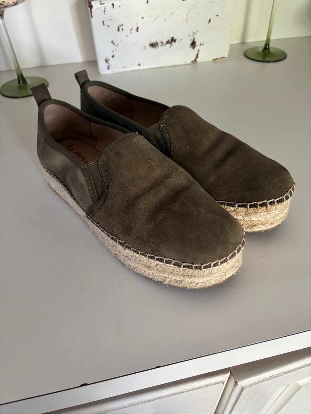 Sam Edelman Olive Suede Espadrille Platform Slip-Ons